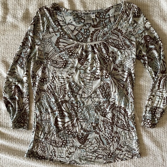 WINTER SILKS long sleeve silk modal blend soft lightweight scoop neck top size S - Picture 5 of 6
